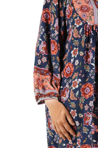 Floral Print Lantern Sleeve Mini Dress XD21