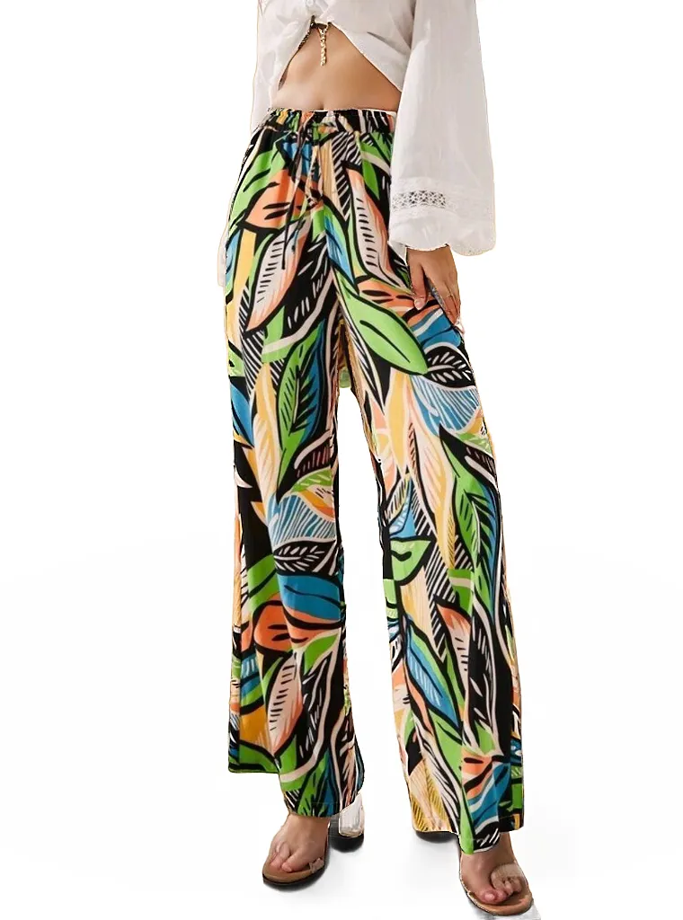 Floral Print Wide Leg Pants XD21