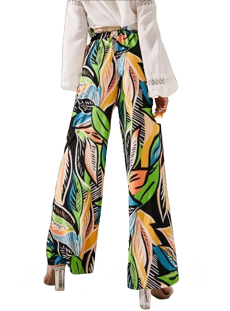 Floral Print Wide Leg Pants XD21