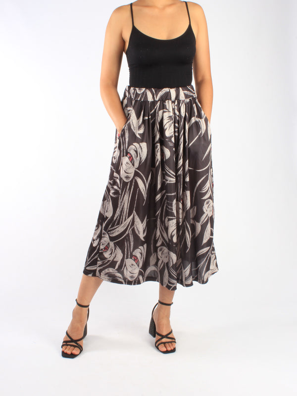 Floral Printed A-Line Midi Skirt