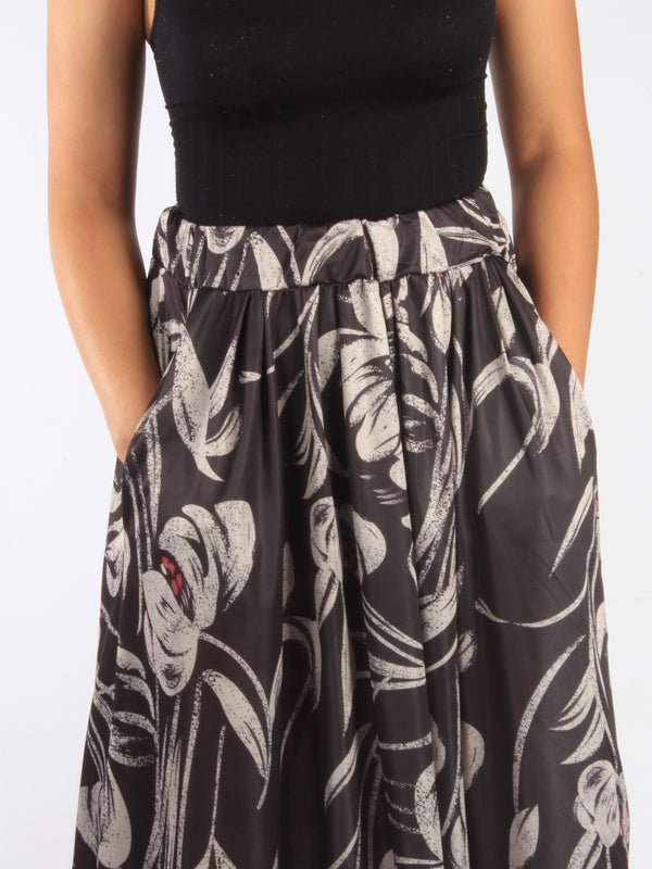 Floral Printed A-Line Midi Skirt