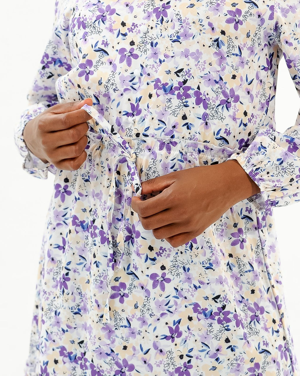 Floral Printed Long Sleeve Ruffle Dress XD21