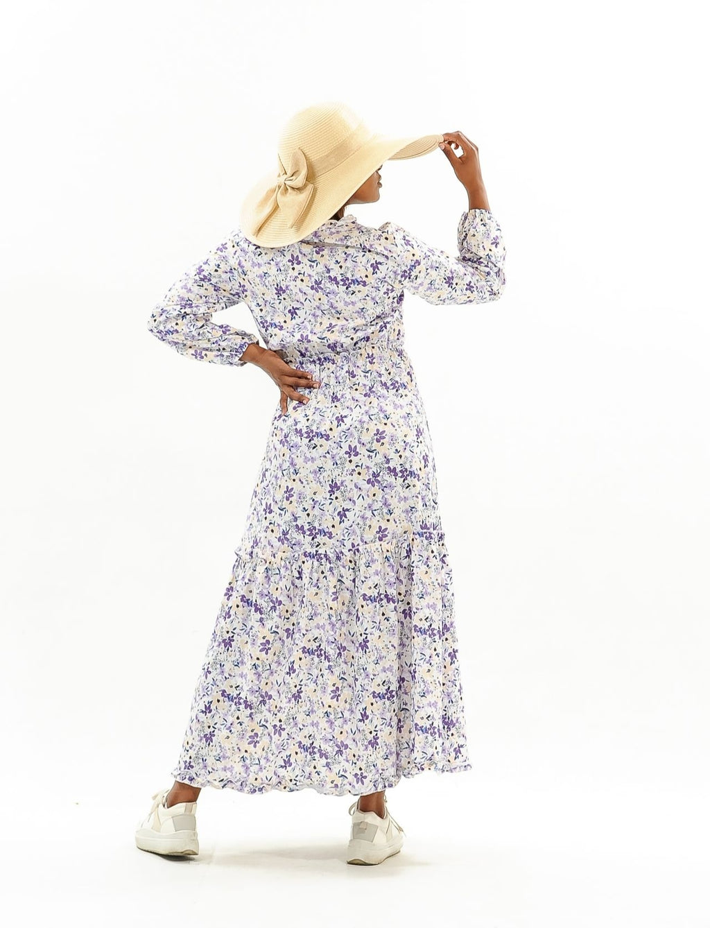 Floral Printed Long Sleeve Ruffle Dress XD21