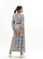 Floral Printed Long Sleeve Ruffle Dress XD21