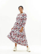 Floral Printed Long Sleeve Ruffle Dress XD21
