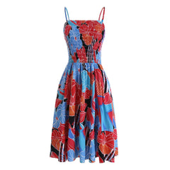 Floral Printed Suspender Skirt Dress - XD21