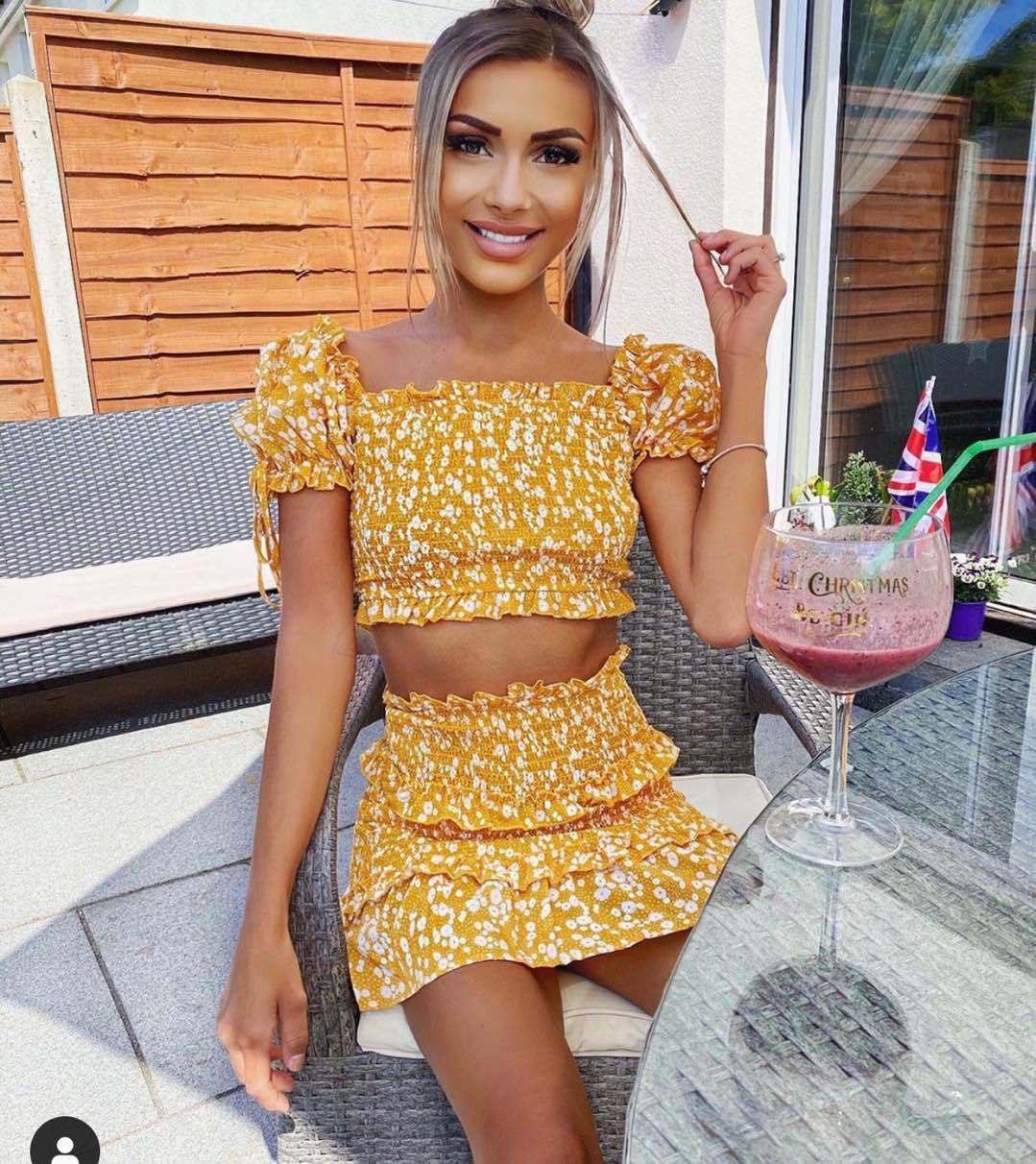Floral Set Top And Skirt Summer Outfit - XD21