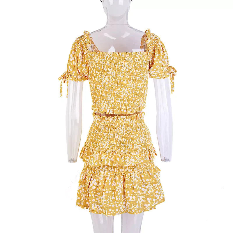 Floral Set Top And Skirt Summer Outfit - XD21
