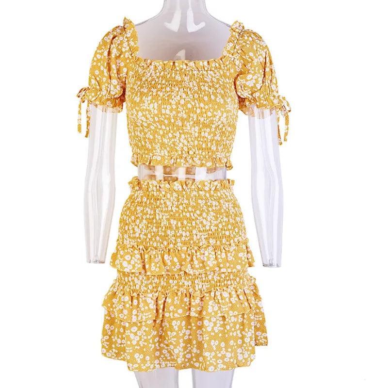 Floral Set Top And Skirt Summer Outfit - XD21