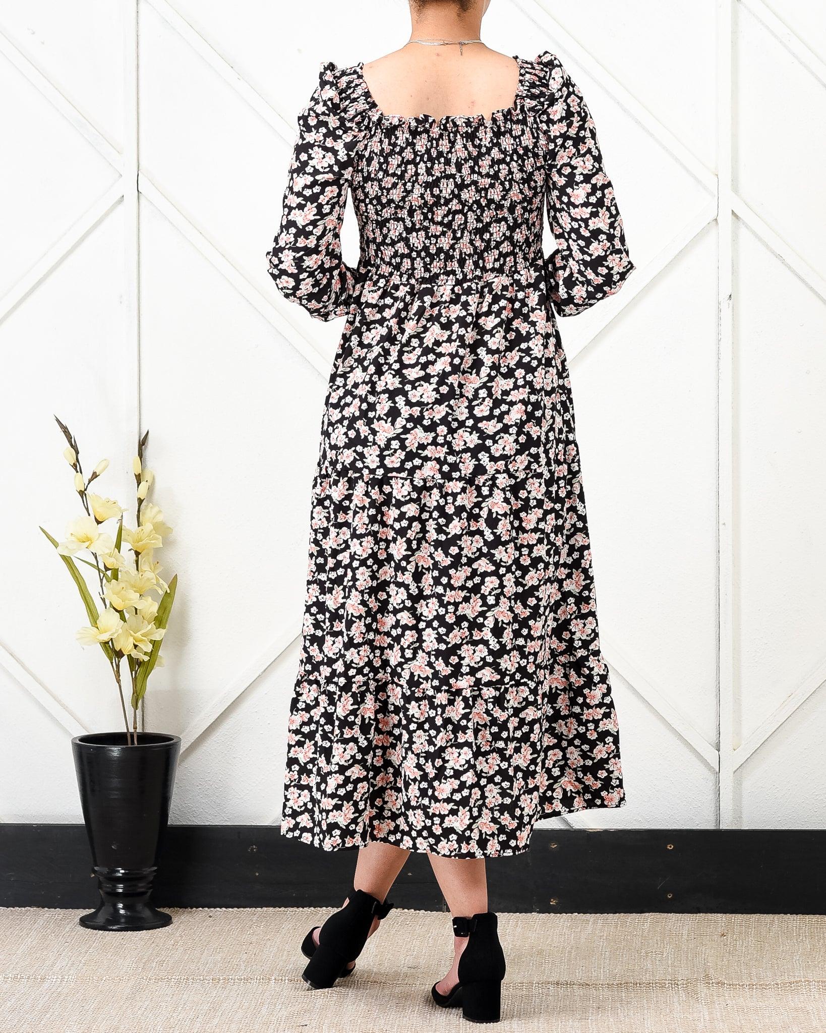 Floral ruched top maxi dress - XD21