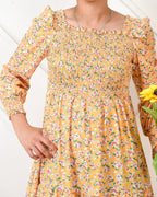 Floral ruched top maxi dress - XD21