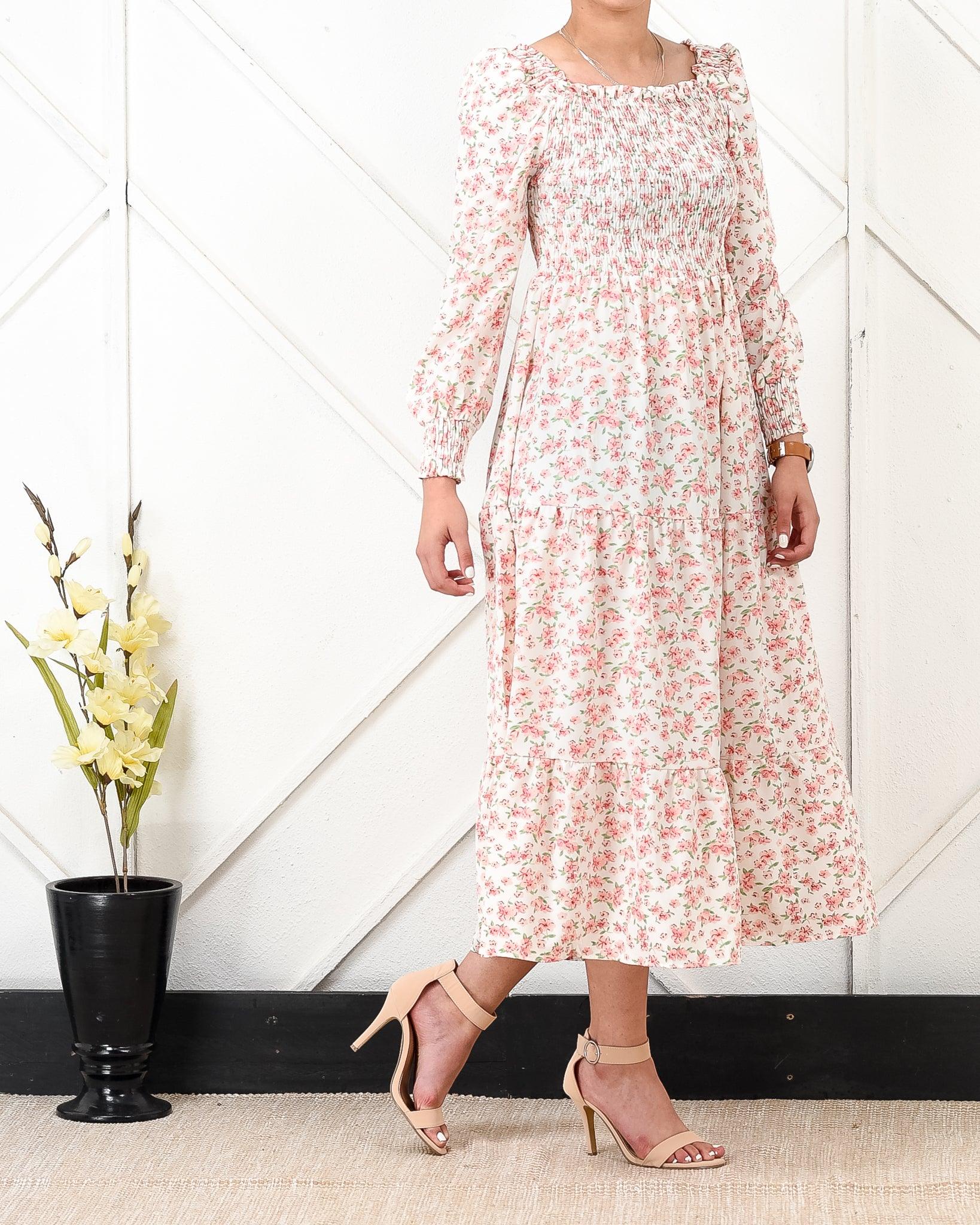 Floral ruched top maxi dress - XD21