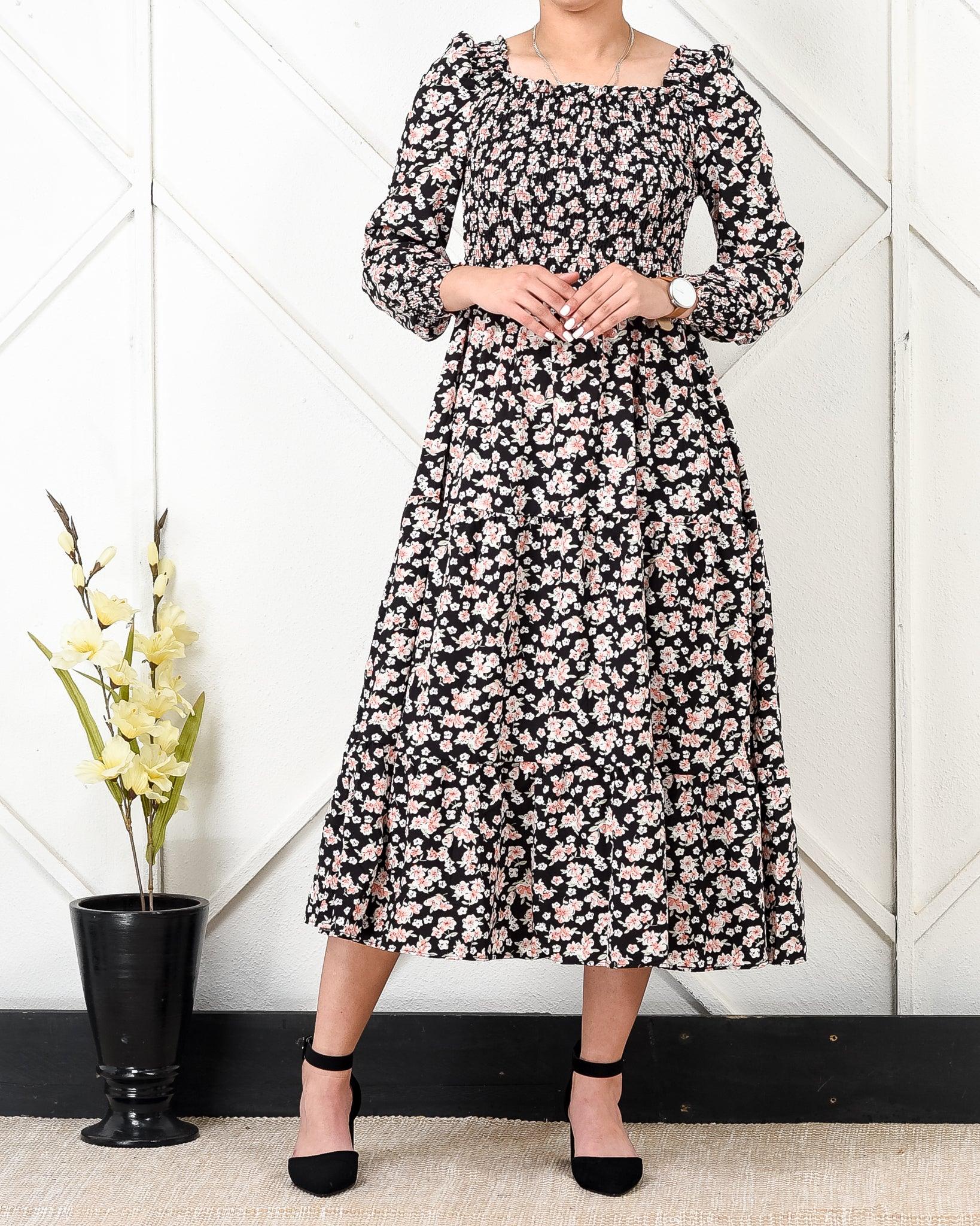 Floral ruched top maxi dress - XD21