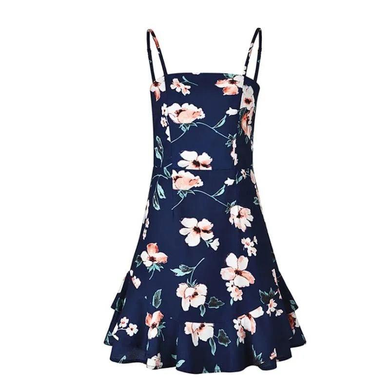 Floral spaghetti mini dress - XD21