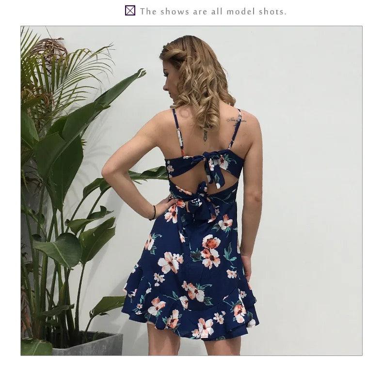 Floral spaghetti mini dress - XD21