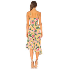 Floral Spaghetti Strap Slit Midi Dress