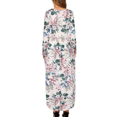 Floral Summer Long Sleeve Maxi Dress With Slits XD21