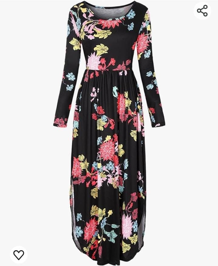 Floral Summer Long Sleeve Maxi Dress With Slits XD21