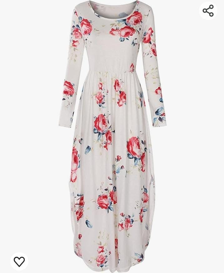 Floral Summer Long Sleeve Maxi Dress With Slits XD21