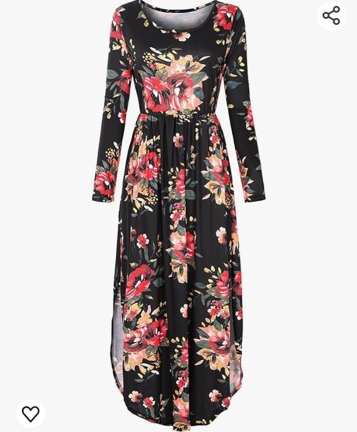 Floral Summer Long Sleeve Maxi Dress With Slits XD21