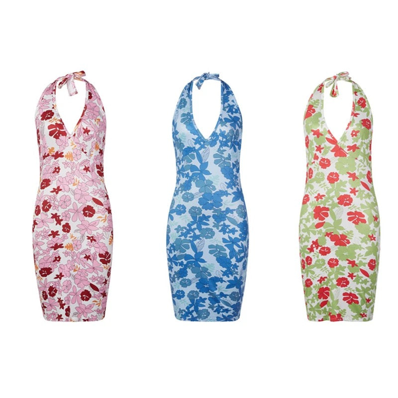 Floral Sundress Deep V Neck XD21