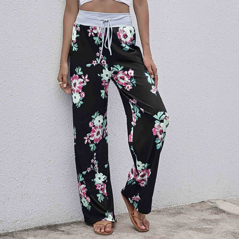 Floral Wide Leg Pant Palazzo Sweatpants XD21