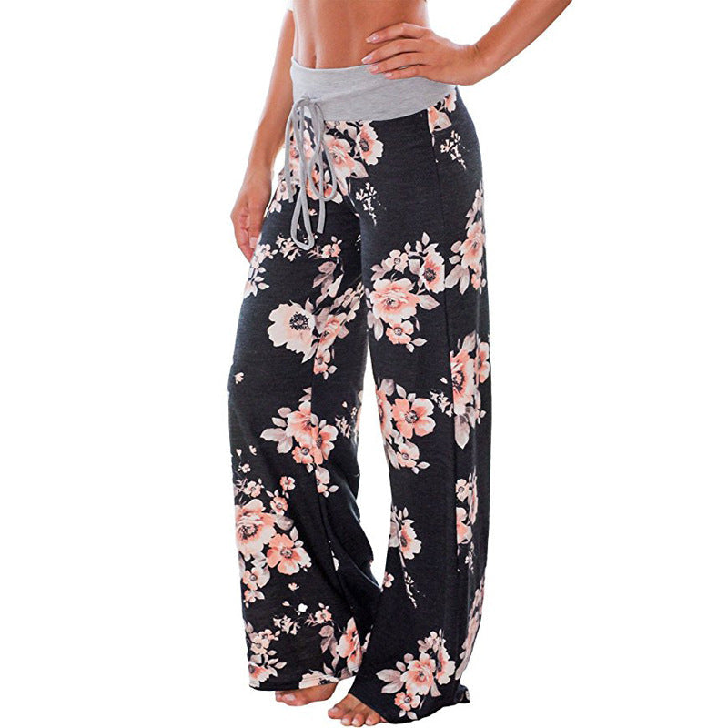 Floral Wide Leg Pant Palazzo Sweatpants XD21