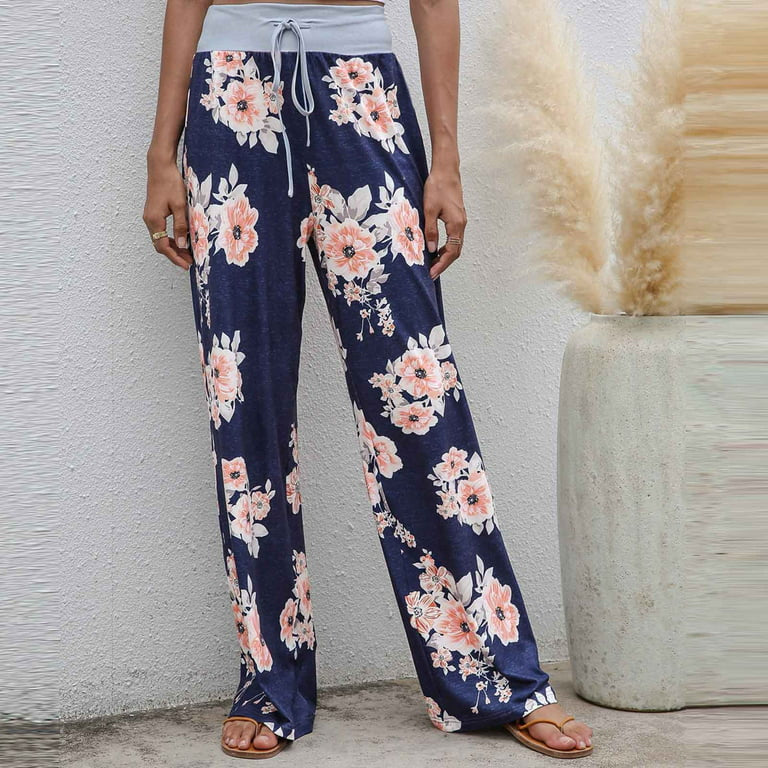 Floral Wide Leg Pant Palazzo Sweatpants XD21