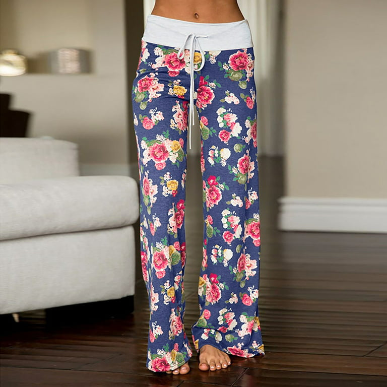 Floral Wide Leg Pant Palazzo Sweatpants XD21