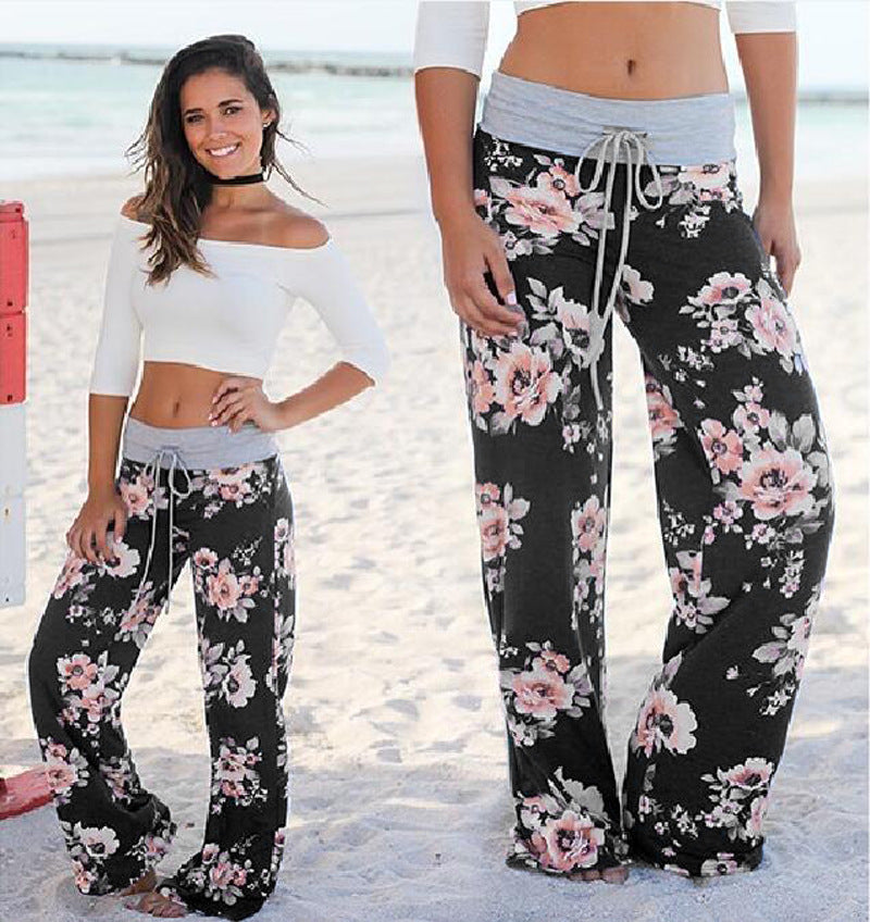 Floral Wide Leg Pant Palazzo Sweatpants XD21