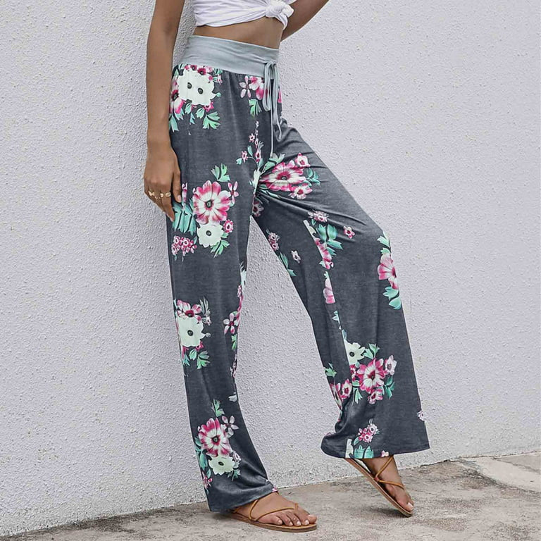 Floral Wide Leg Pant Palazzo Sweatpants XD21