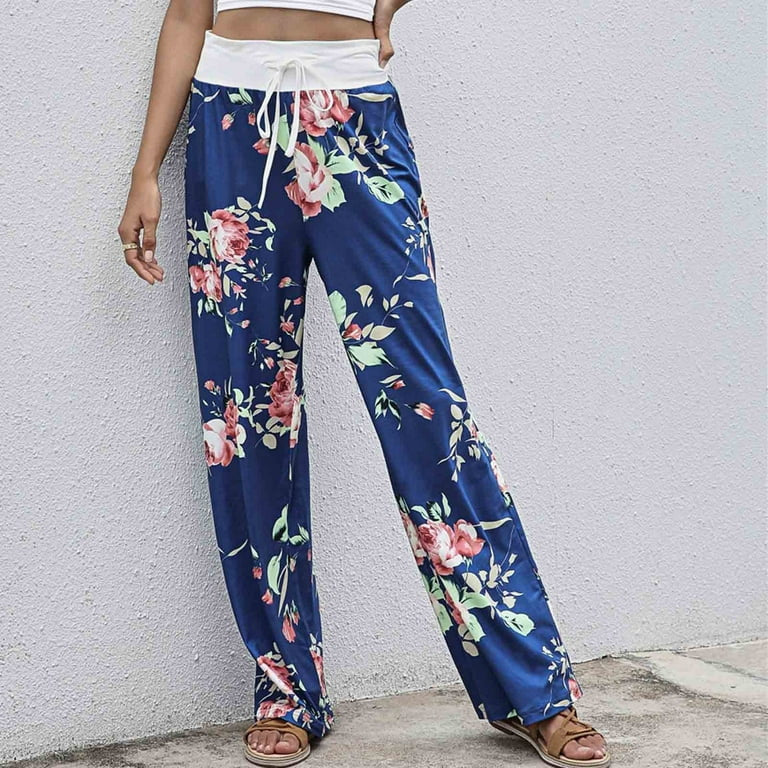 Floral Wide Leg Pant Palazzo Sweatpants XD21