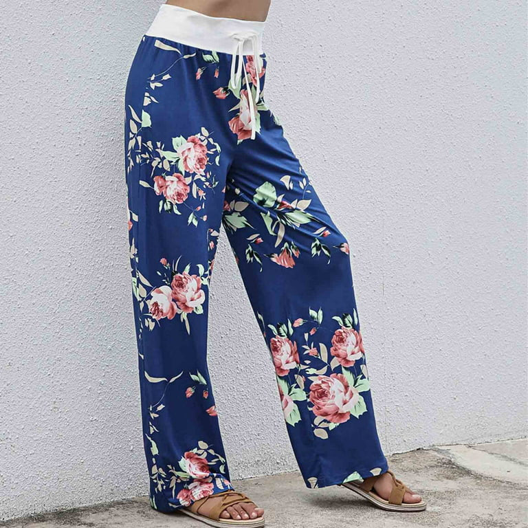 Floral Wide Leg Pant Palazzo Sweatpants XD21