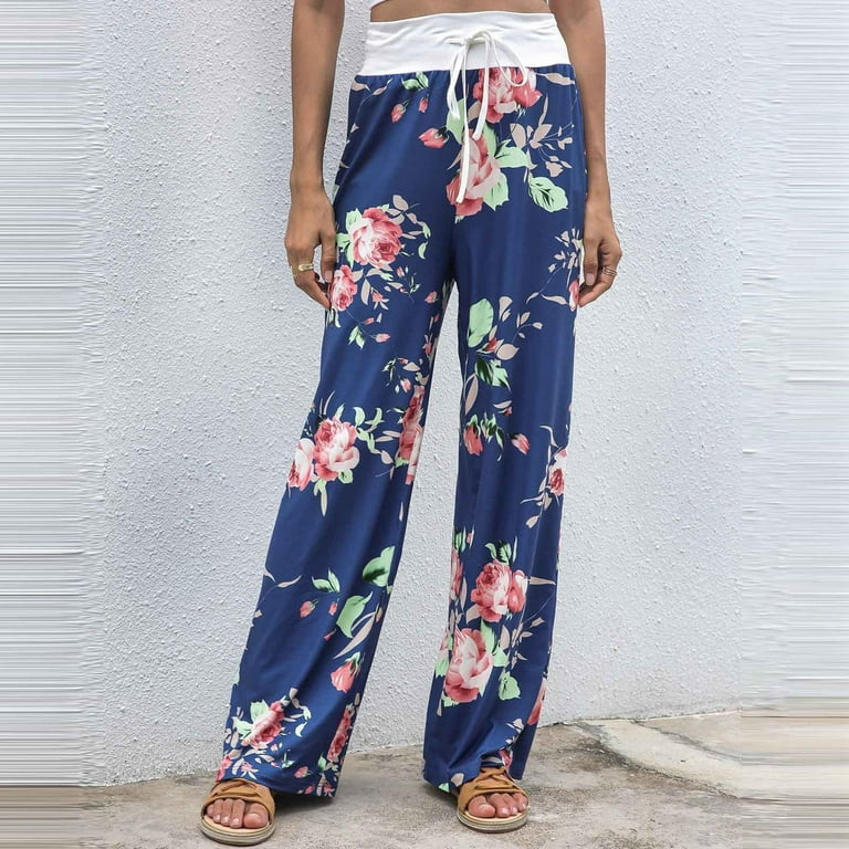 Floral Wide Leg Pant Palazzo Sweatpants XD21