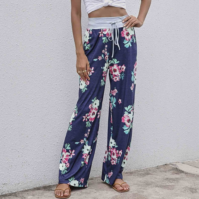 Floral Wide Leg Pant Palazzo Sweatpants XD21