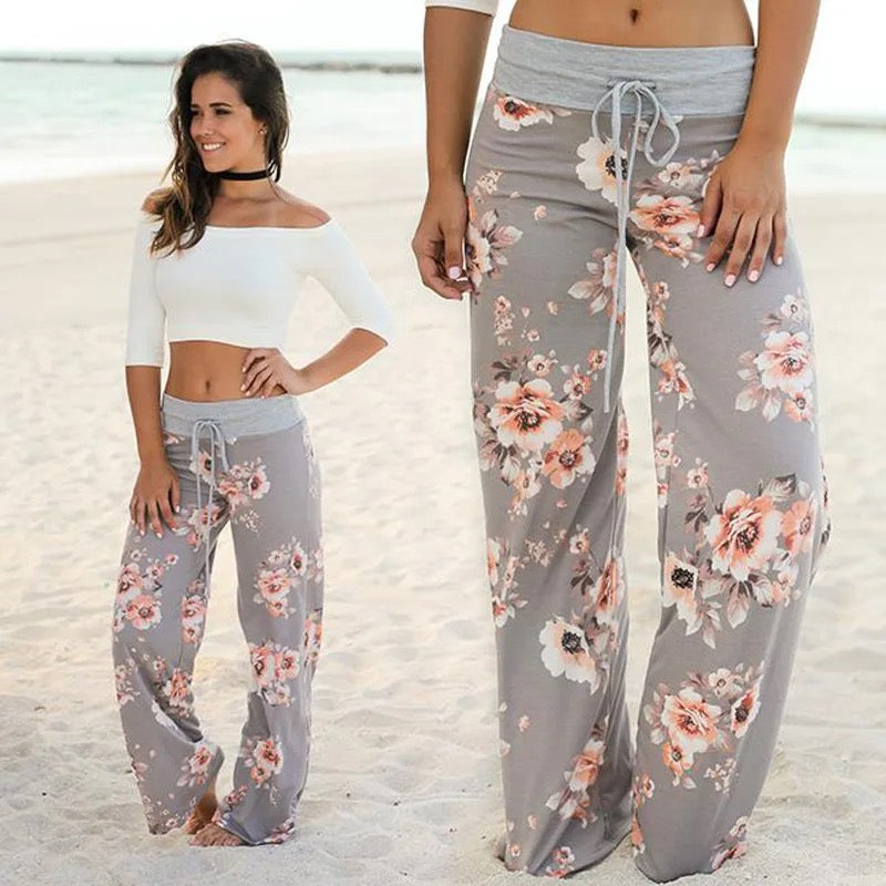 Floral Wide Leg Pant Palazzo Sweatpants XD21