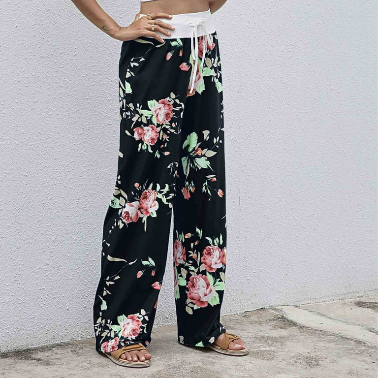 Floral Wide Leg Pant Palazzo Sweatpants XD21