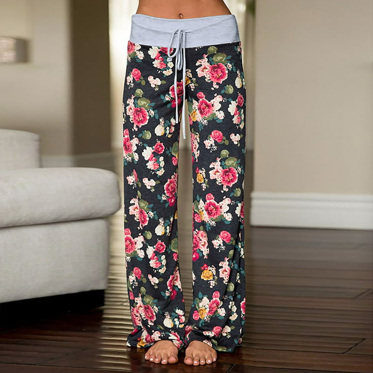 Floral Wide Leg Pant Palazzo Sweatpants XD21