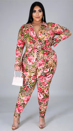 Floral leopard long jumpsuit XD21