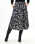 Floral midi skirt elastic waist - XD21