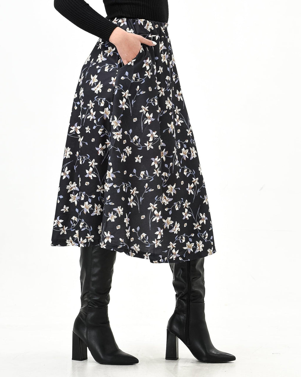 Floral midi skirt elastic waist - XD21