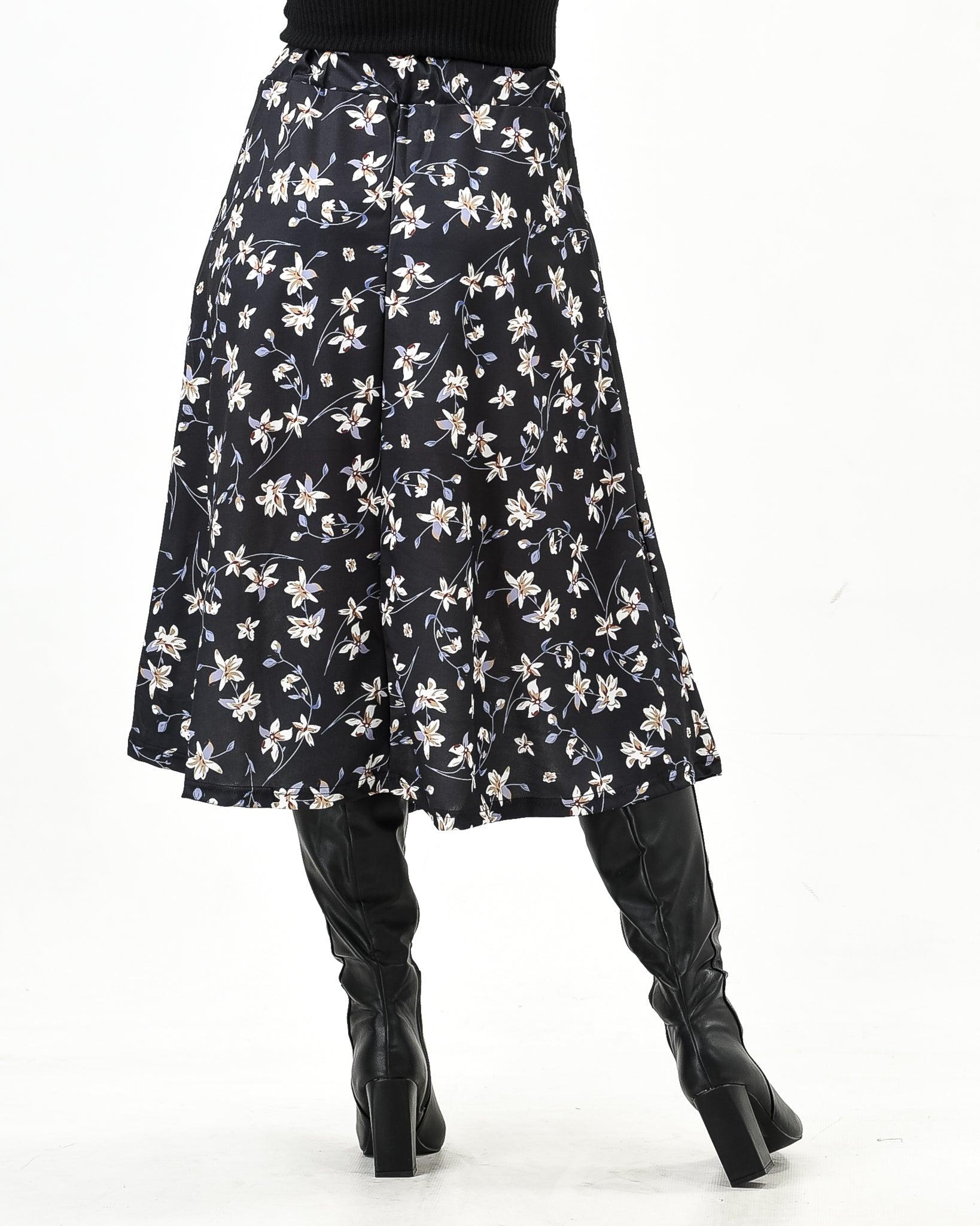 Floral midi skirt elastic waist - XD21