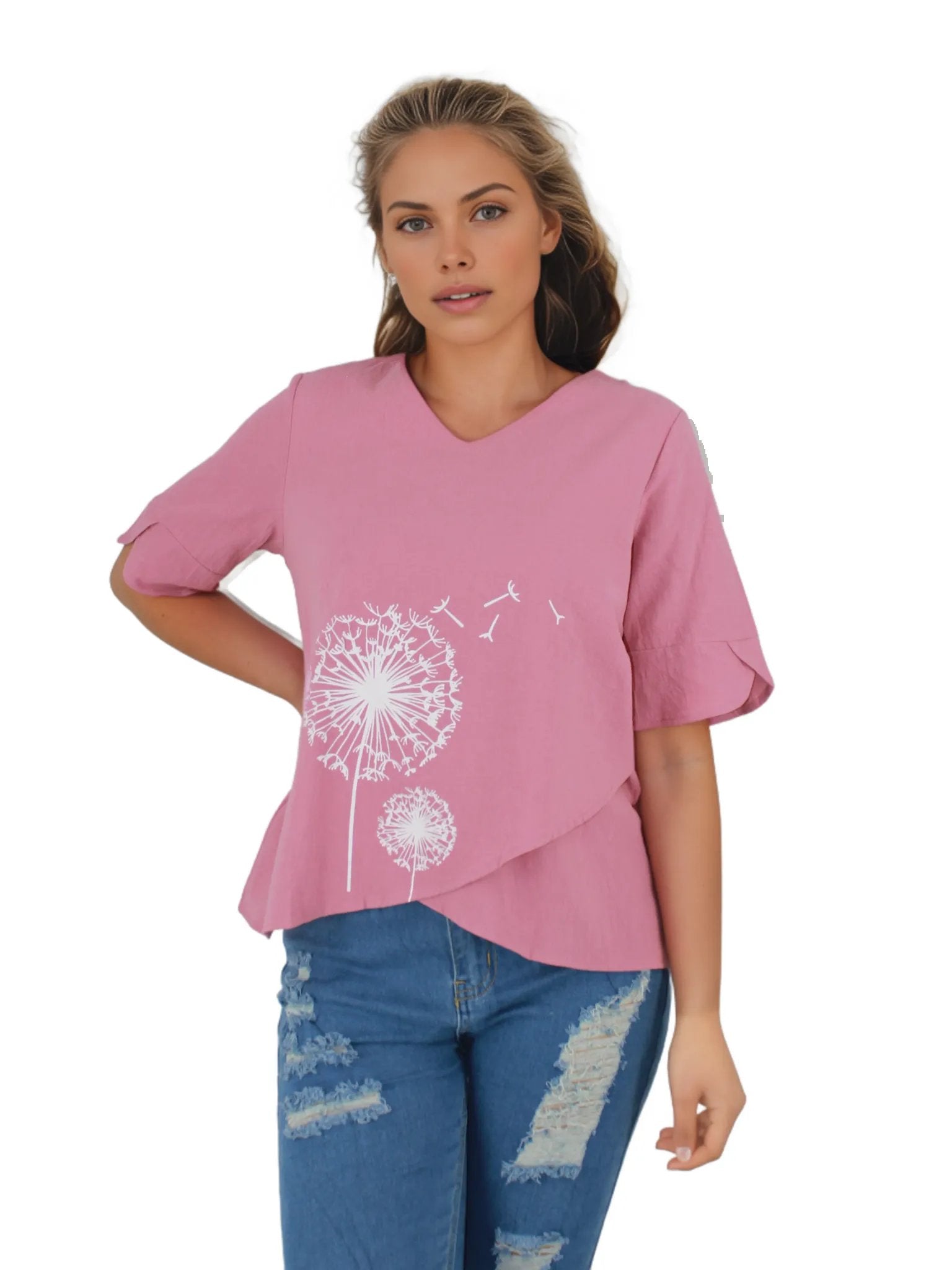 Flower Dandelion Short Sleeve Top (M -qty, size prepared) XD21