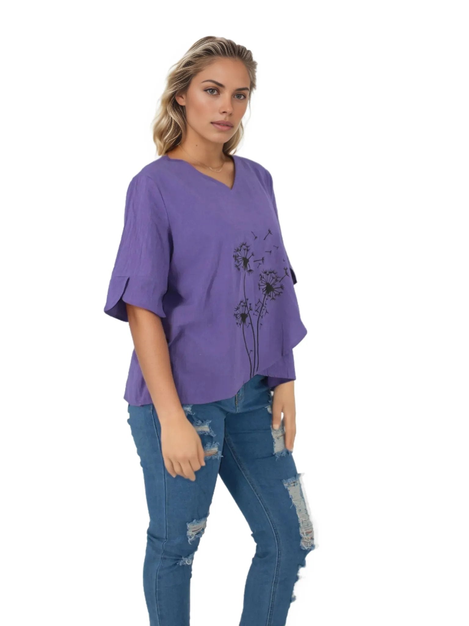 Flower Dandelion Short Sleeve Top (M -qty, size prepared) XD21