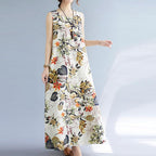 Flower Printed Loose Hem Lady Summer Dress XD21