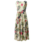 Flower Printed Loose Hem Lady Summer Dress XD21