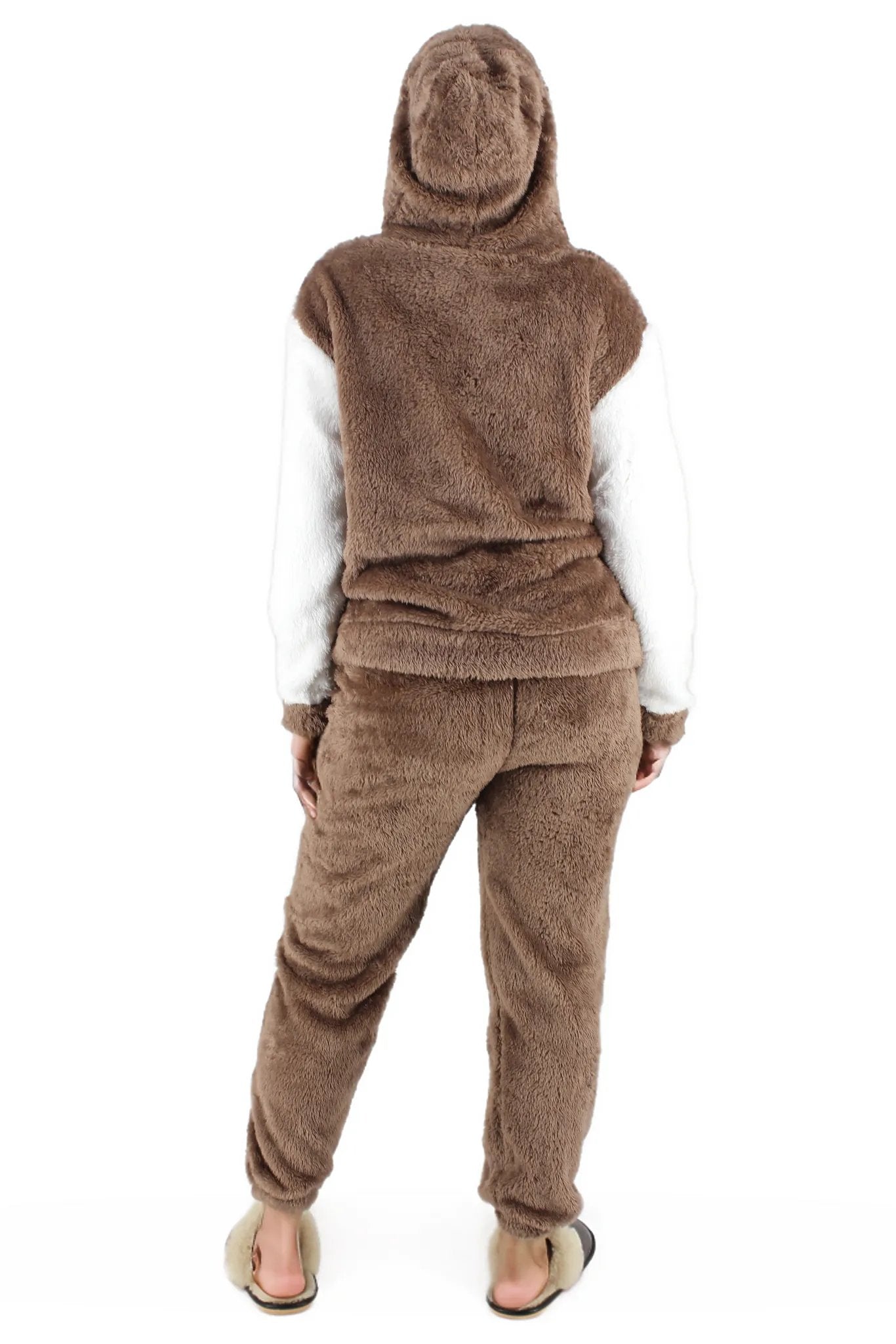 Fluffy Hooded Two Toned Sleepwear Set XD21