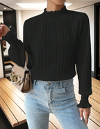Frenchy Frill Trim Shirred Cuff Blouse XD21