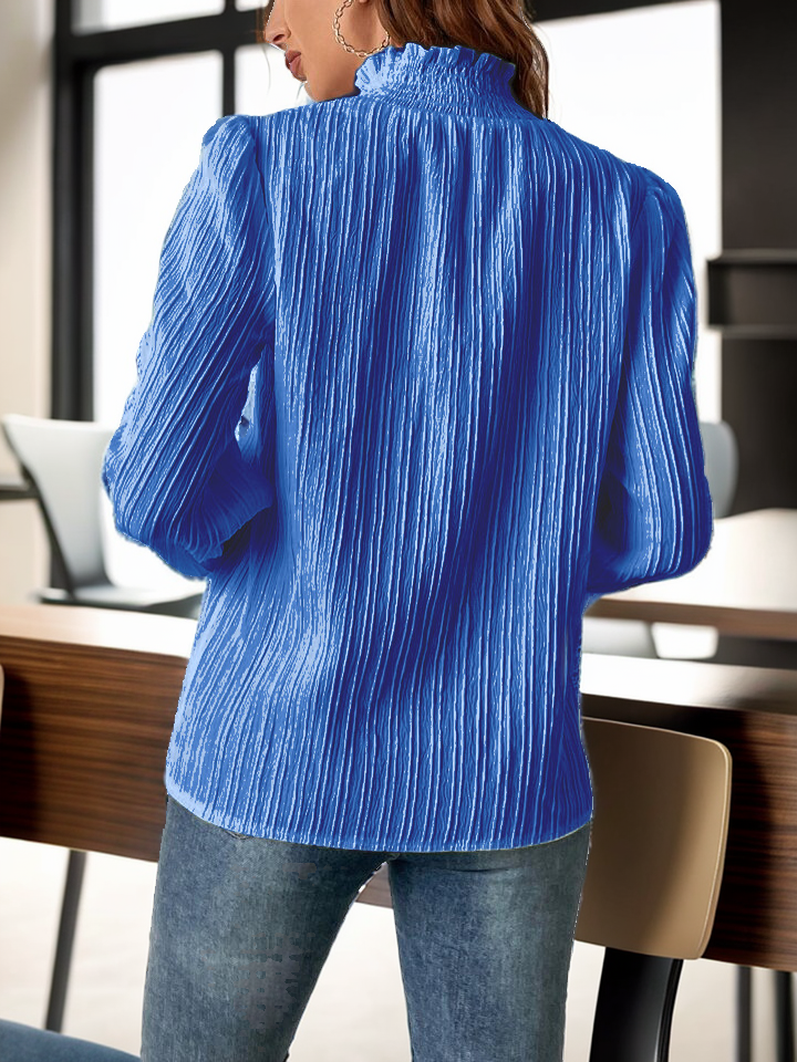 Frenchy Frill Trim Shirred Cuff Blouse XD21