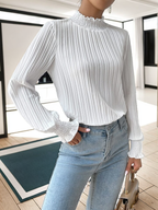 Frenchy Frill Trim Shirred Cuff Blouse XD21